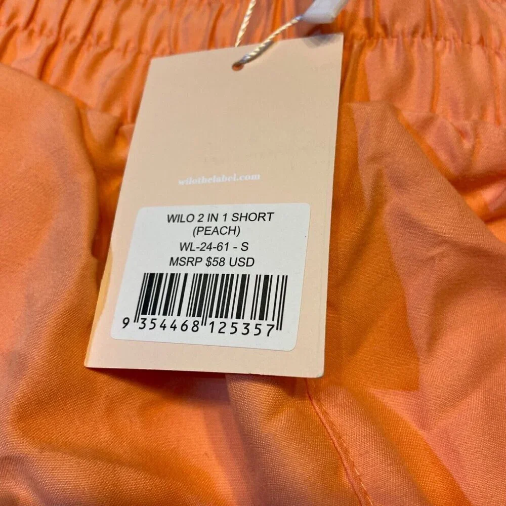 Wilo The Label Women's 2 in 1 Running Short Peach Athletic Activewear Workout - Picture 4 of 10